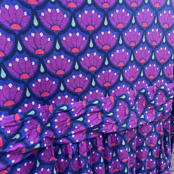 Boden Regal Purple Amelie Lotus Stamp Long Sleeve Midi Dress – Size 14 - Picture 5 of 7